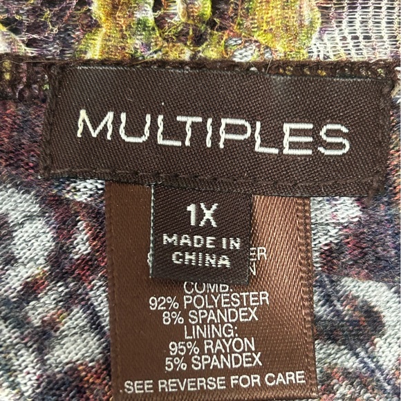 Multiples Geometric Print Top Multicolor Size 1X Pullover Shirt Women's - Picture 3 of 16